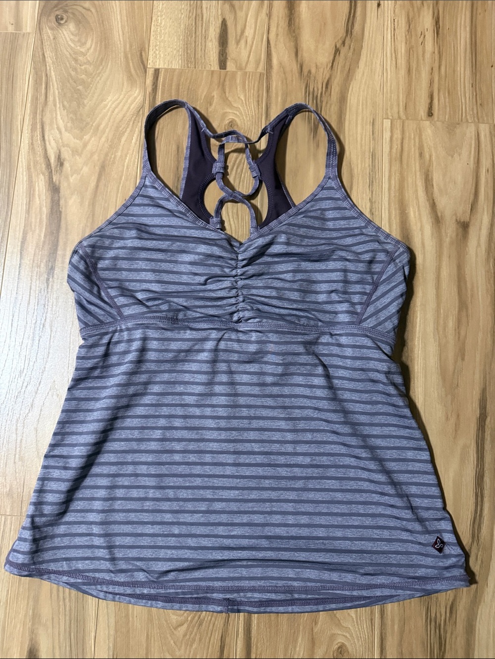 Prana Lavender Stripe Tank with Ring-Back Detail